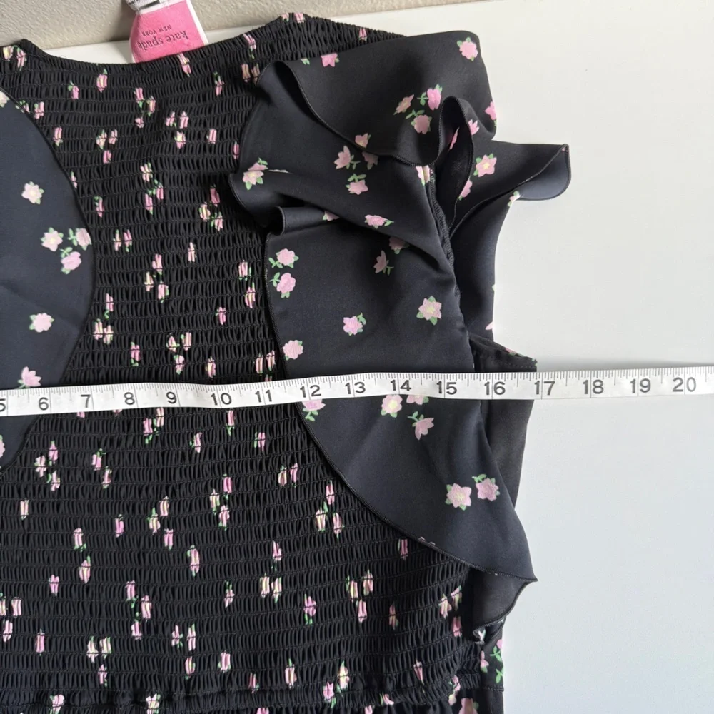 Kate Spade Ditsy Begonia flutter sleeve black floral dress sz 6
